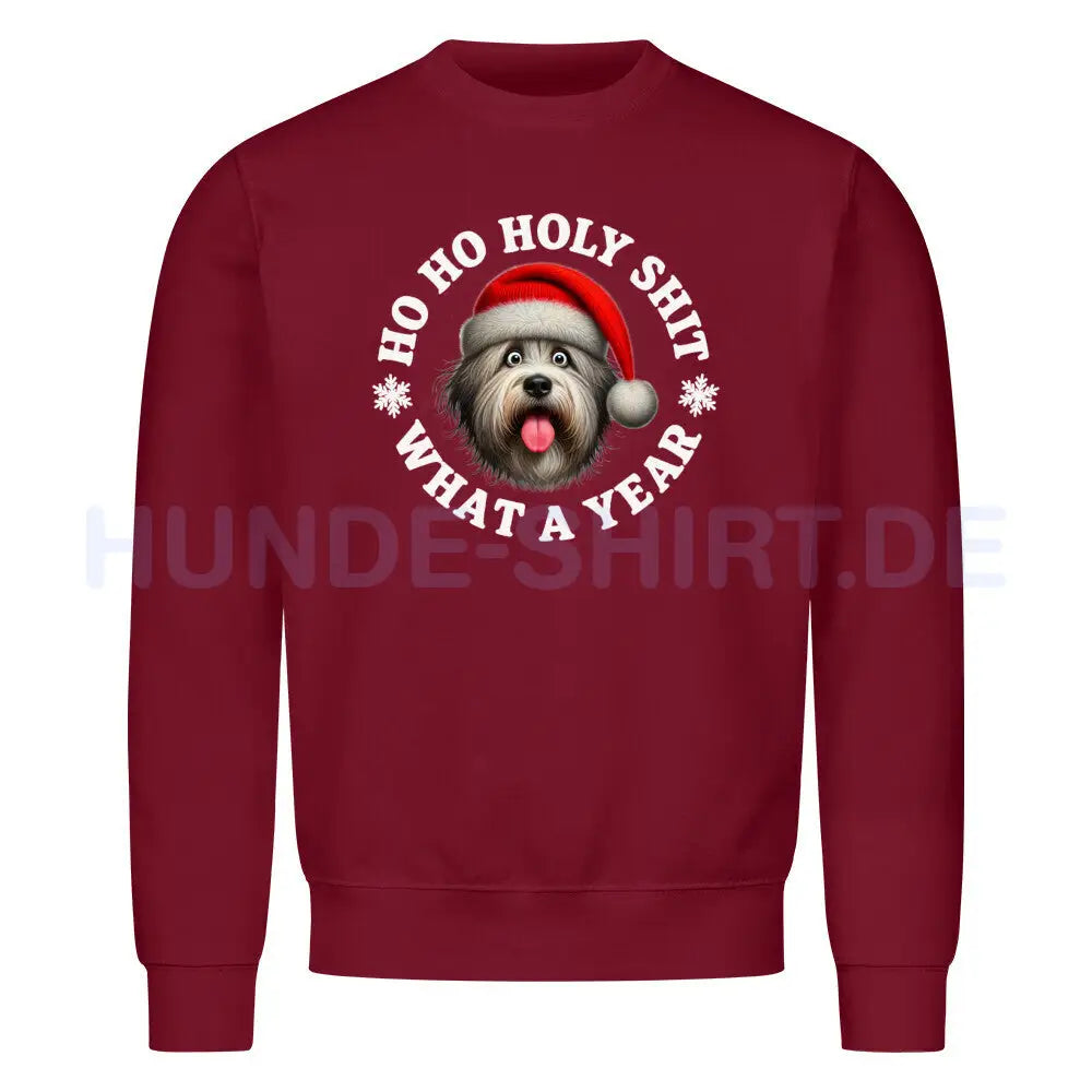 Premium Sweatshirt "Bobtail - HO HO..." Burgunder – hunde-shirt.de