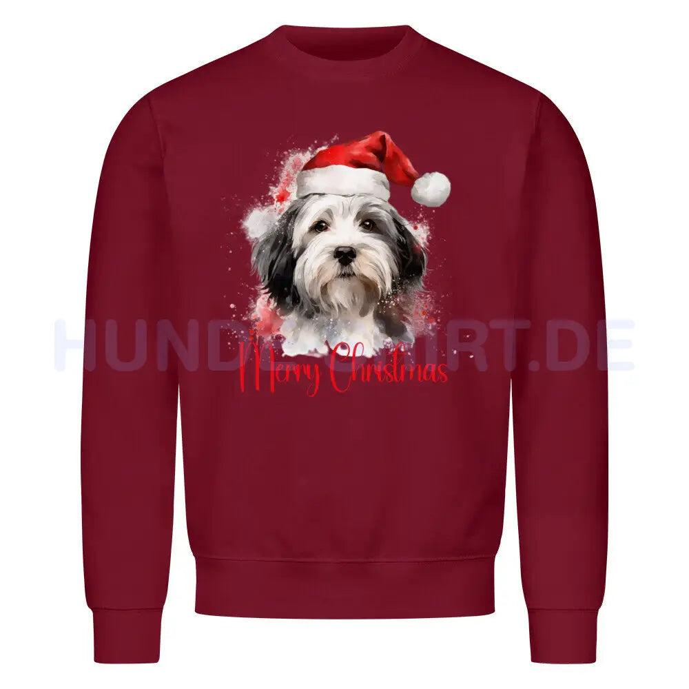 Premium Sweatshirt "Bobtail - Merry Christmas" Burgunder – hunde-shirt.de