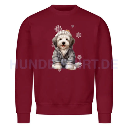 Premium Sweatshirt "Bobtail Winter" Burgunder – hunde-shirt.de