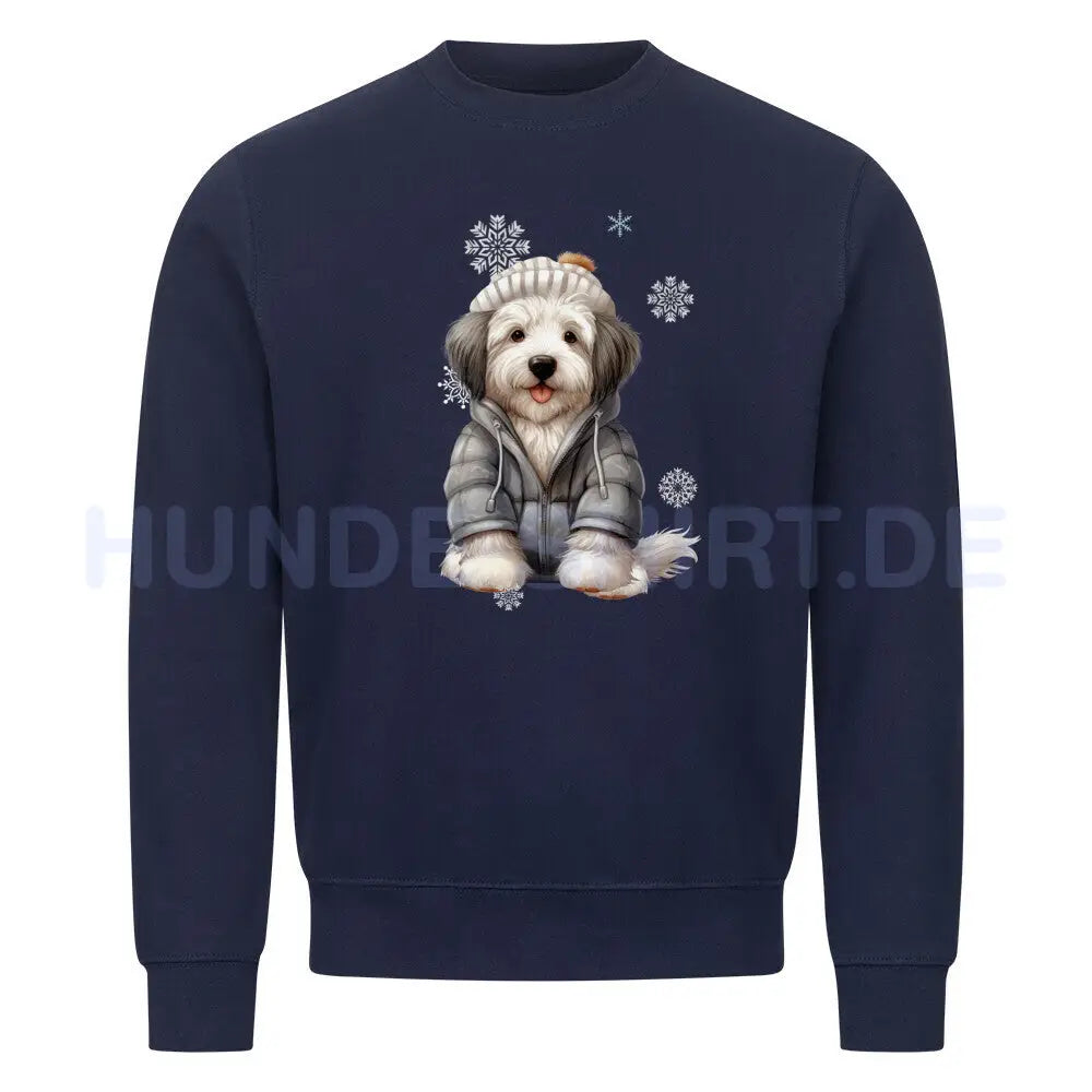 Premium Sweatshirt "Bobtail Winter" Navy Blue – hunde-shirt.de