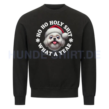 Premium Sweatshirt "Bologneser - HO HO..." Schwarz – hunde-shirt.de