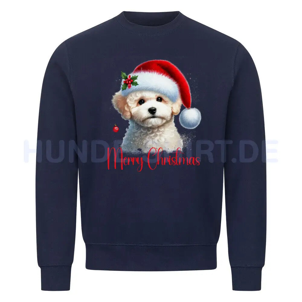 Premium Sweatshirt "Bologneser - Merry Christmas" Navy Blue – hunde-shirt.de