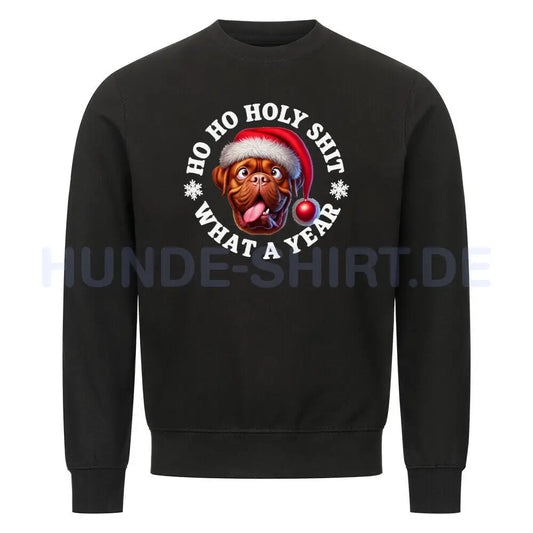 Premium Sweatshirt "Bordeaux Dogge - HO HO..." Schwarz – hunde-shirt.de