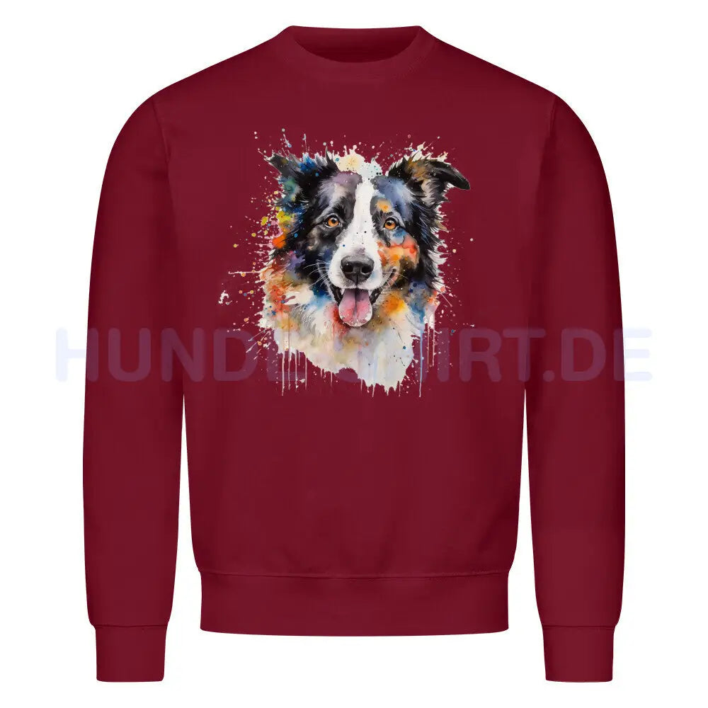 Premium Sweatshirt "Border Collie - Aqua" Burgunder – hunde-shirt.de