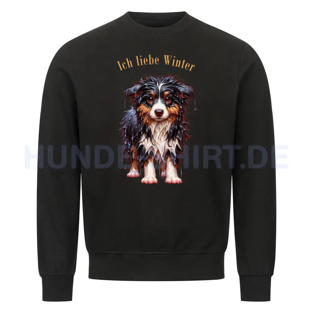 Premium Sweatshirt "Border Collie - Ich liebe Winter" Schwarz – hunde-shirt.de