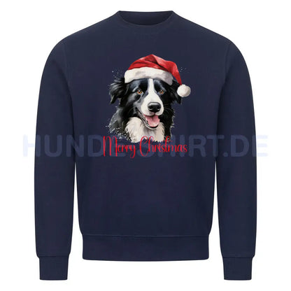 Premium Sweatshirt "Border Collie - Merry Christmas" Navy Blue – hunde-shirt.de