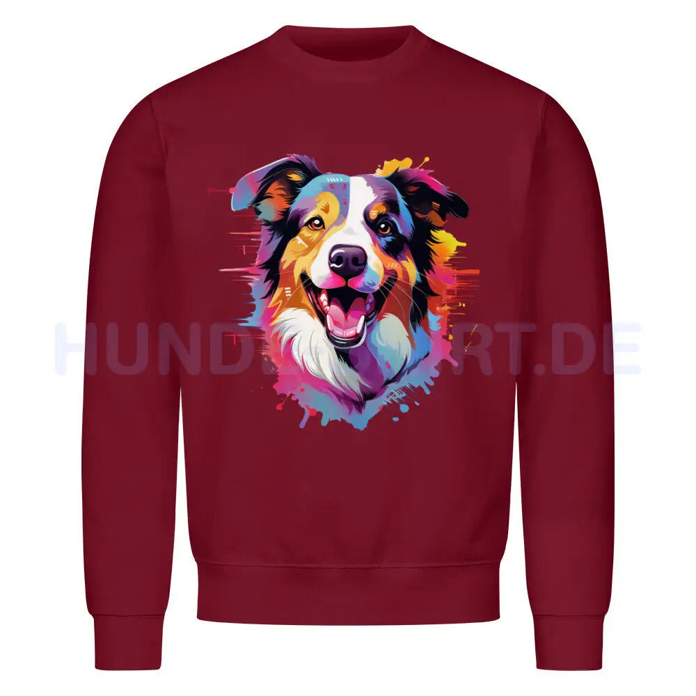 Premium Sweatshirt "Border Collie - Paint" Burgunder – hunde-shirt.de