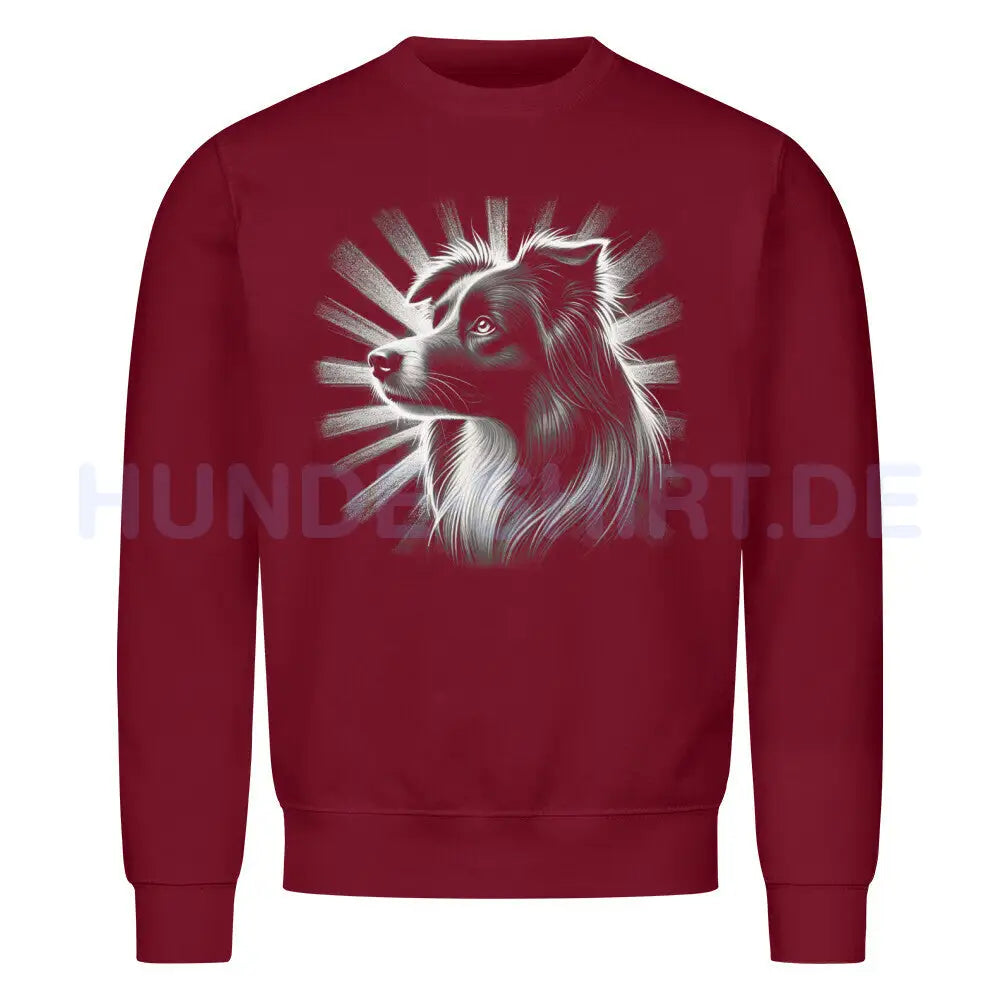 Premium Sweatshirt "Border Collie - Shine" Burgunder – hunde-shirt.de