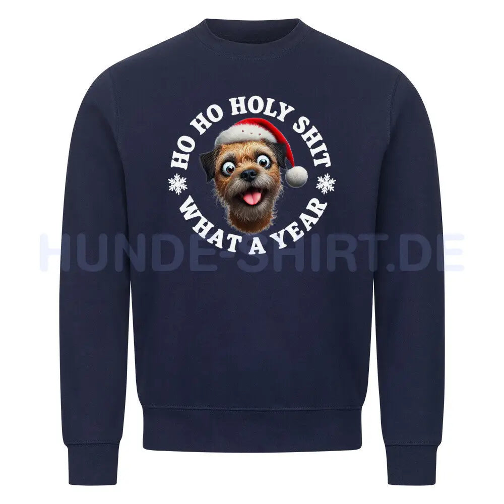 Premium Sweatshirt "Border Terrier - HO HO..." Navy Blue – hunde-shirt.de