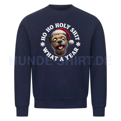 Premium Sweatshirt "Border Terrier - HO HO..." Navy Blue – hunde-shirt.de