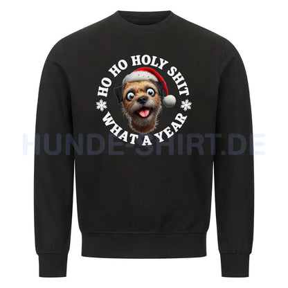 Premium Sweatshirt "Border Terrier - HO HO..." Schwarz – hunde-shirt.de