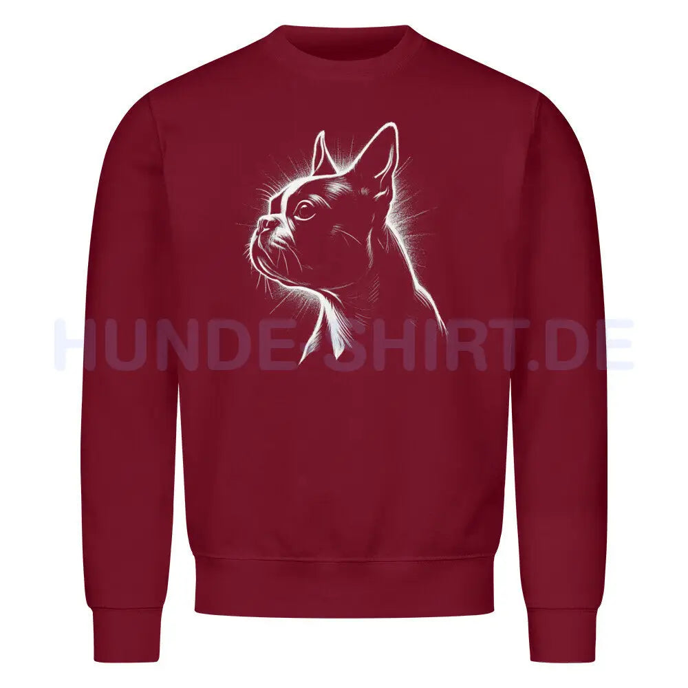 Premium Sweatshirt "Boston Terrier Shine" Burgunder – hunde-shirt.de