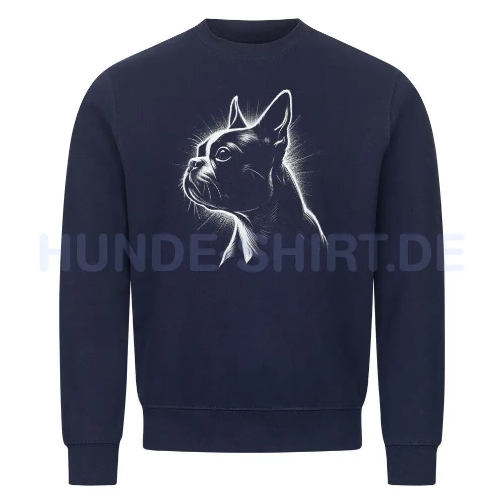 Premium Sweatshirt "Boston Terrier Shine" Navy Blue – hunde-shirt.de