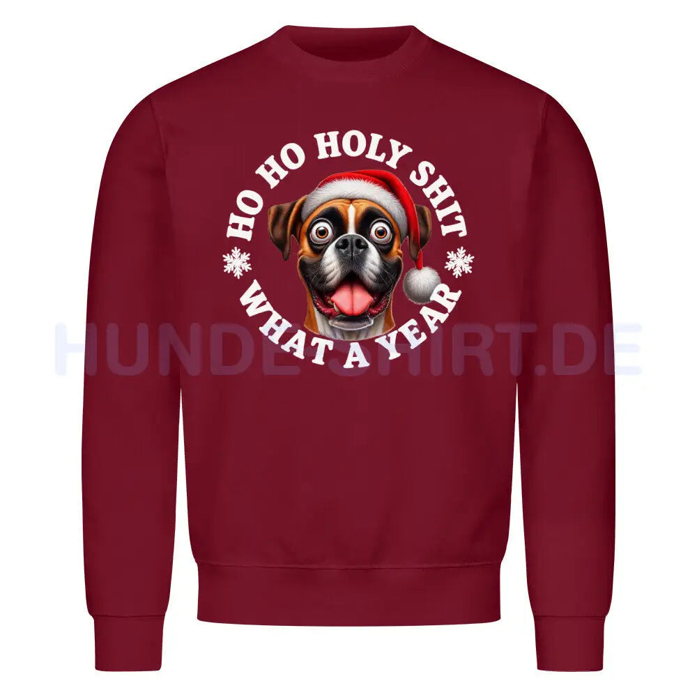 Premium Sweatshirt "Boxer - HO HO..." Burgunder – hunde-shirt.de