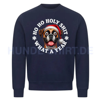 Premium Sweatshirt "Boxer - HO HO..." Navy Blue – hunde-shirt.de