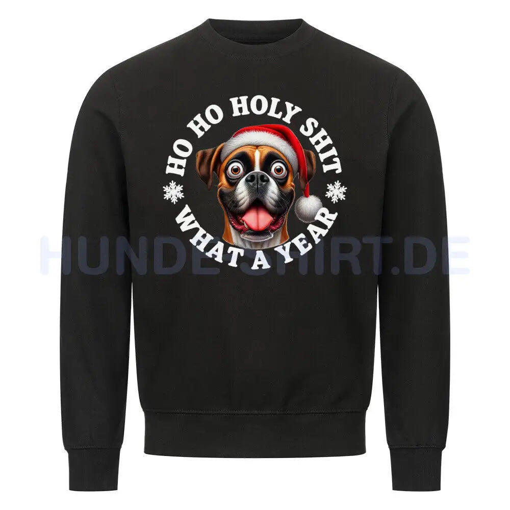 Premium Sweatshirt "Boxer - HO HO..." Schwarz – hunde-shirt.de