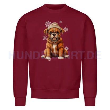 Premium Sweatshirt "Boxer Winterbub" Burgunder – hunde-shirt.de