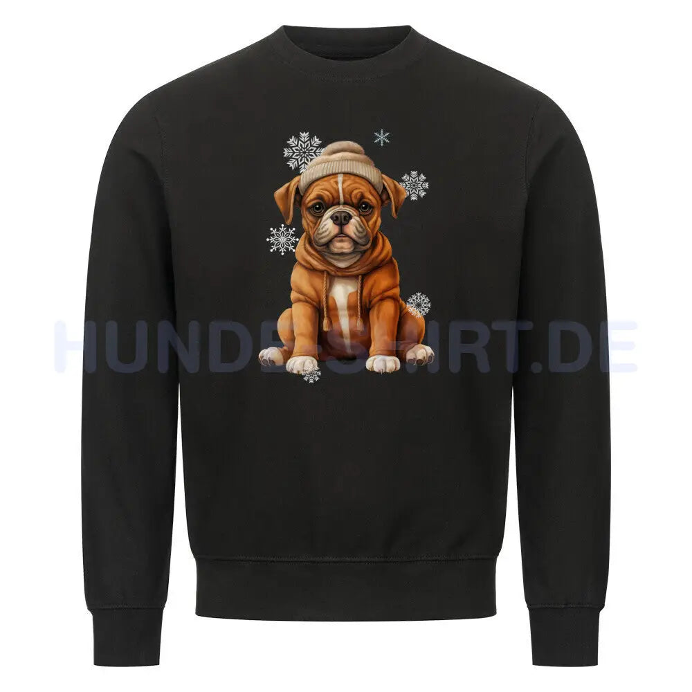 Premium Sweatshirt "Boxer Winterbub" Schwarz – hunde-shirt.de