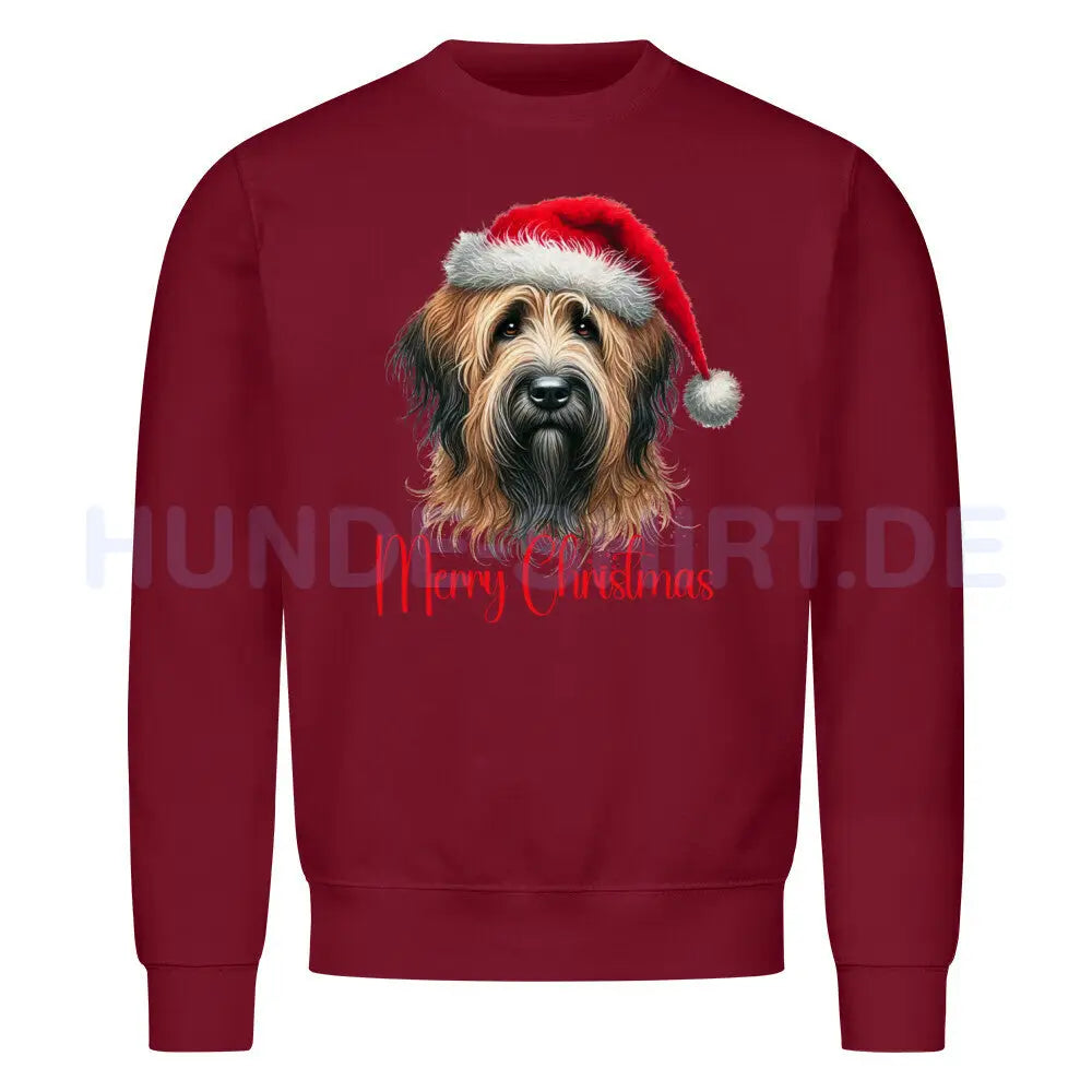 Premium Sweatshirt "Briard - Merry Christmas" Burgunder – hunde-shirt.de