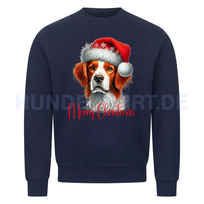 Premium Sweatshirt "Brittany Spaniel - Merry Christmas" Navy Blue – hunde-shirt.de