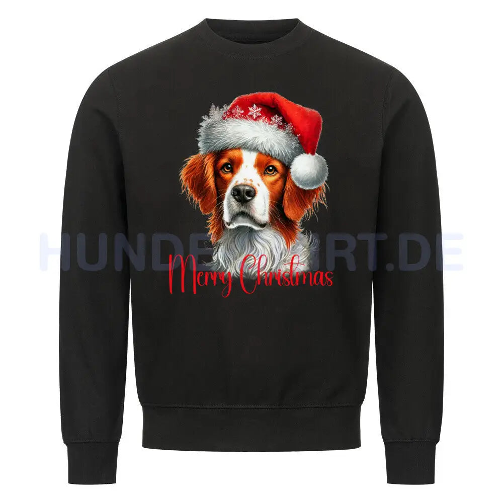 Premium Sweatshirt "Brittany Spaniel - Merry Christmas" Schwarz – hunde-shirt.de