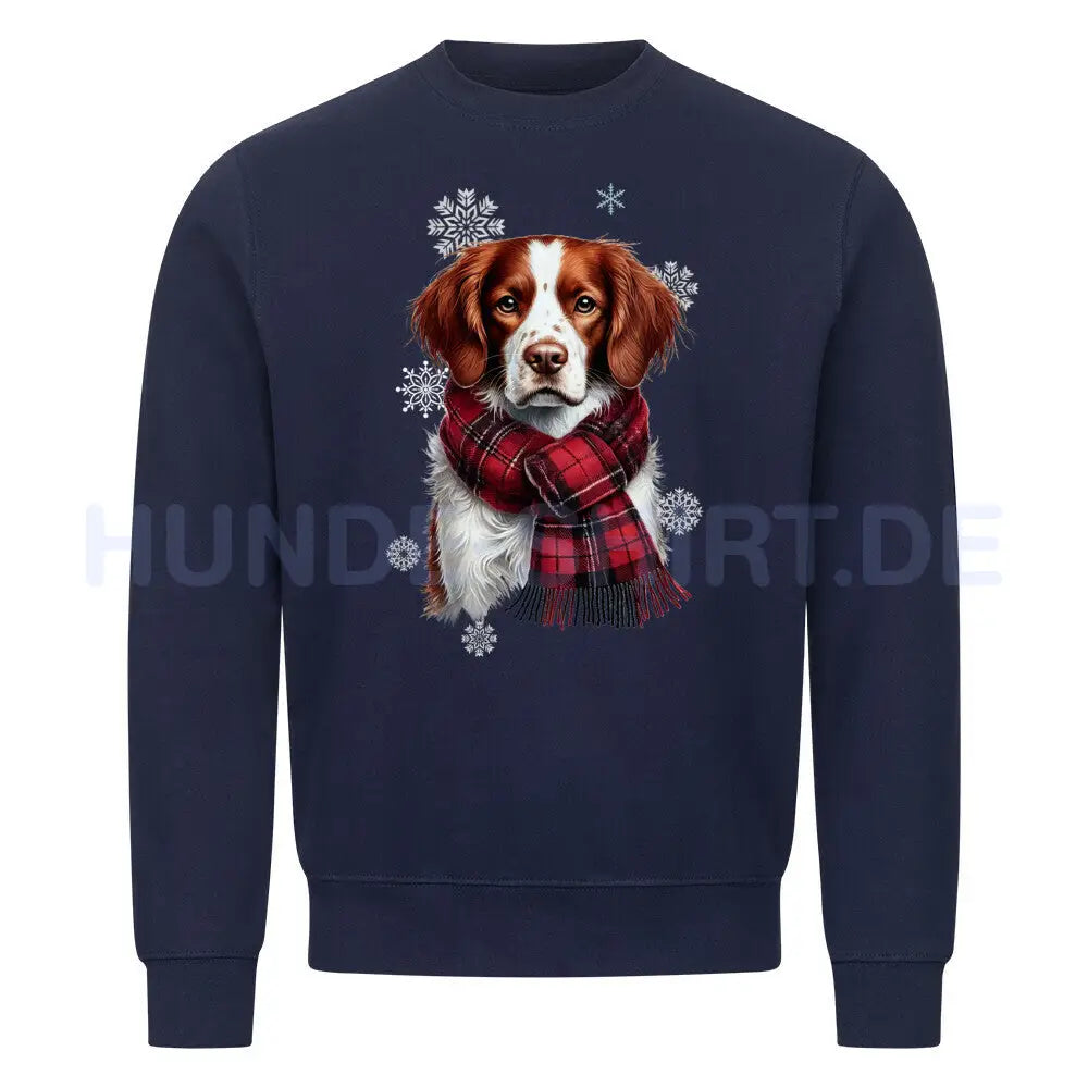 Premium Sweatshirt "Brittany Spaniel Winter" Navy Blue – hunde-shirt.de