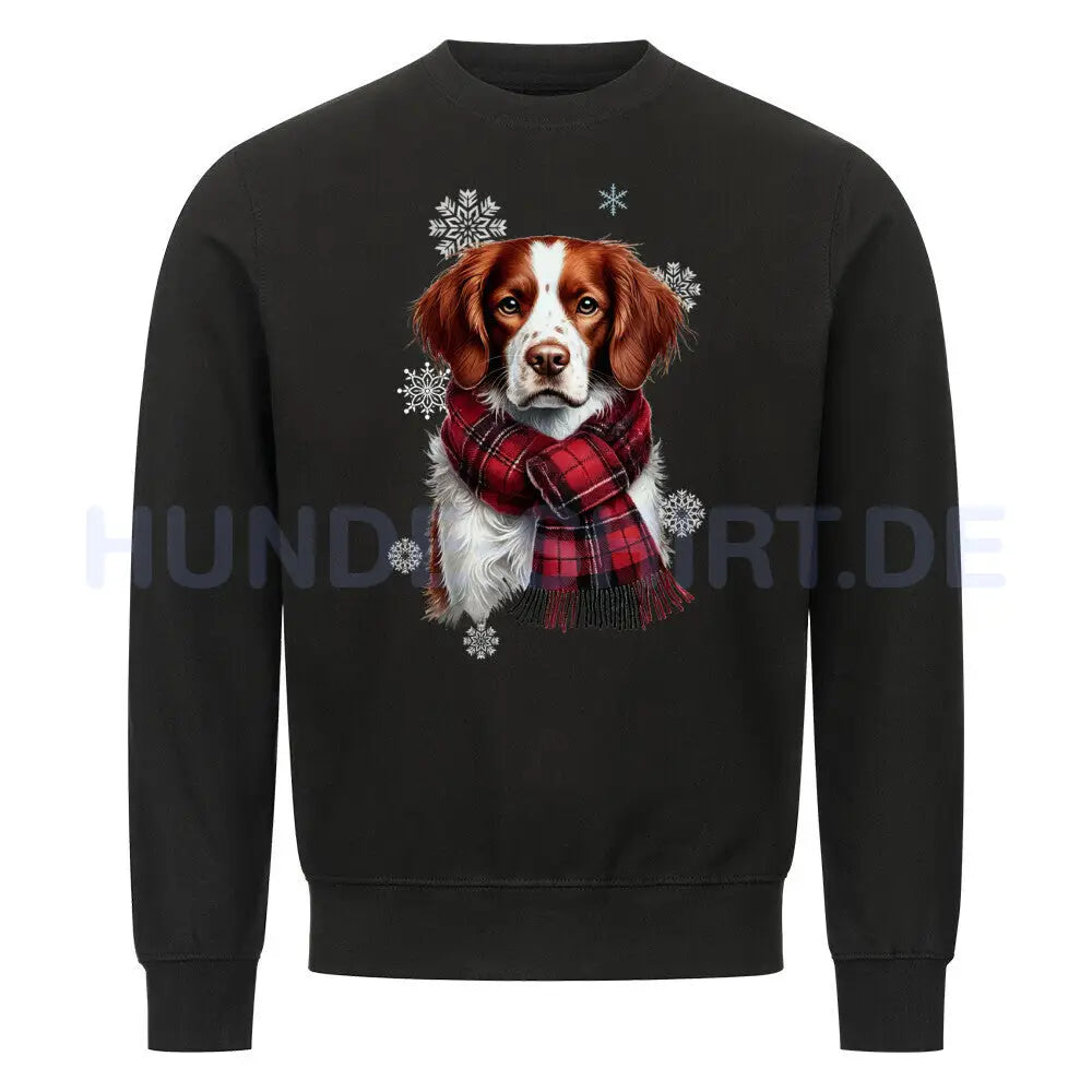 Premium Sweatshirt "Brittany Spaniel Winter" Schwarz – hunde-shirt.de