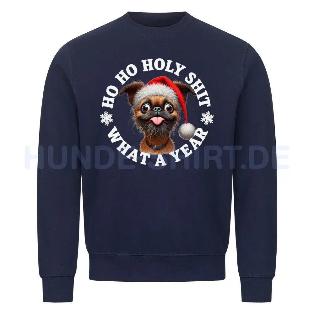 Premium Sweatshirt "Brüsseler Griffon - HO HO..." Navy Blue – hunde-shirt.de