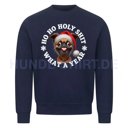 Premium Sweatshirt "Brüsseler Griffon - HO HO..." Navy Blue – hunde-shirt.de