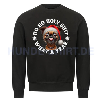 Premium Sweatshirt "Brüsseler Griffon - HO HO..." Schwarz – hunde-shirt.de