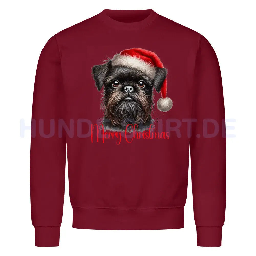 Premium Sweatshirt "Brüsseler Griffon - Merry Christmas" Burgunder – hunde-shirt.de