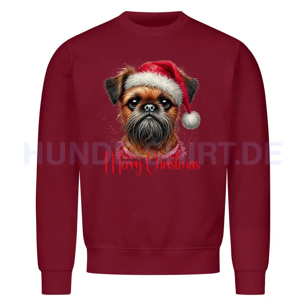 Premium Sweatshirt "Brüsseler Griffon - Merry Christmas" Burgunder – hunde-shirt.de