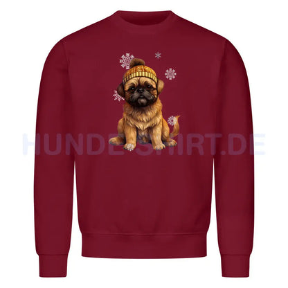 Premium Sweatshirt "Brüsseler Griffon Winter" Burgunder – hunde-shirt.de