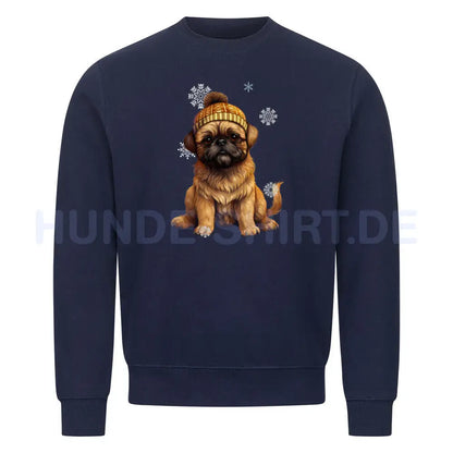 Premium Sweatshirt "Brüsseler Griffon Winter" Navy Blue – hunde-shirt.de