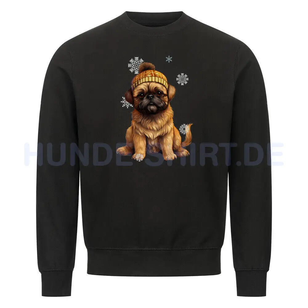 Premium Sweatshirt "Brüsseler Griffon Winter" Schwarz – hunde-shirt.de