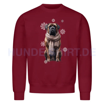 Premium Sweatshirt "Bullmastiff Winter" Burgunder – hunde-shirt.de