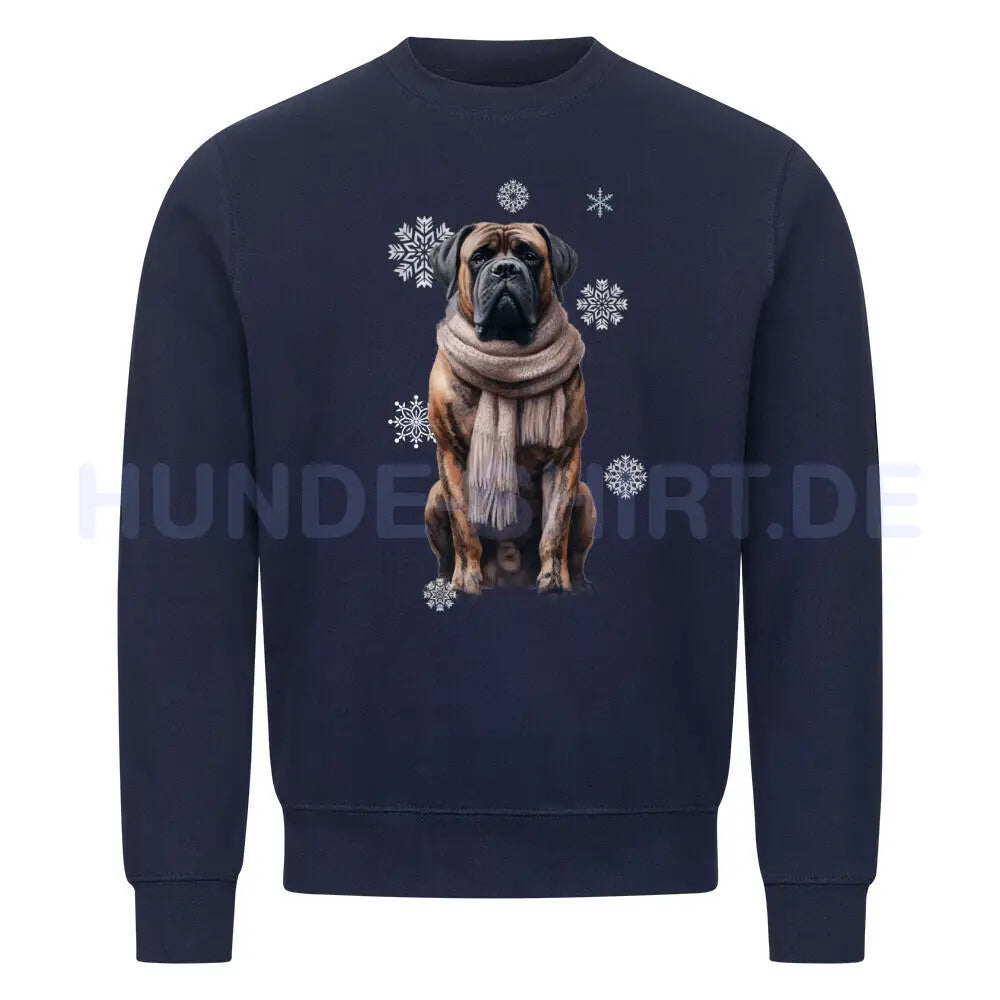 Premium Sweatshirt "Bullmastiff Winter" Navy Blue – hunde-shirt.de