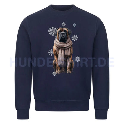 Premium Sweatshirt "Bullmastiff Winter" Navy Blue – hunde-shirt.de