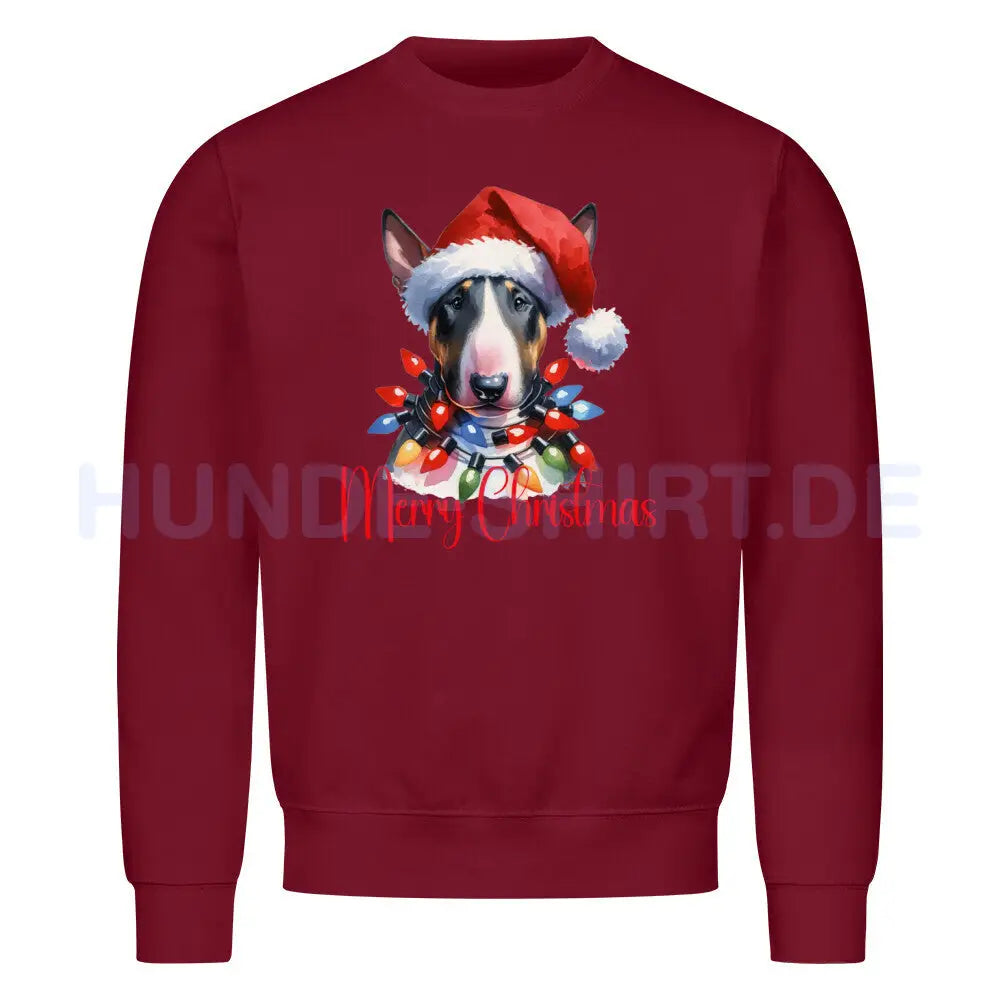 Premium Sweatshirt "Bullterrier ( dunkel ) - Merry Christmas Burgunder – hunde-shirt.de