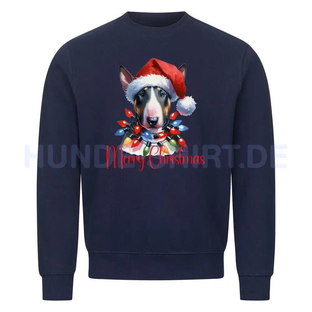 Premium Sweatshirt "Bullterrier ( dunkel ) - Merry Christmas Navy Blue – hunde-shirt.de