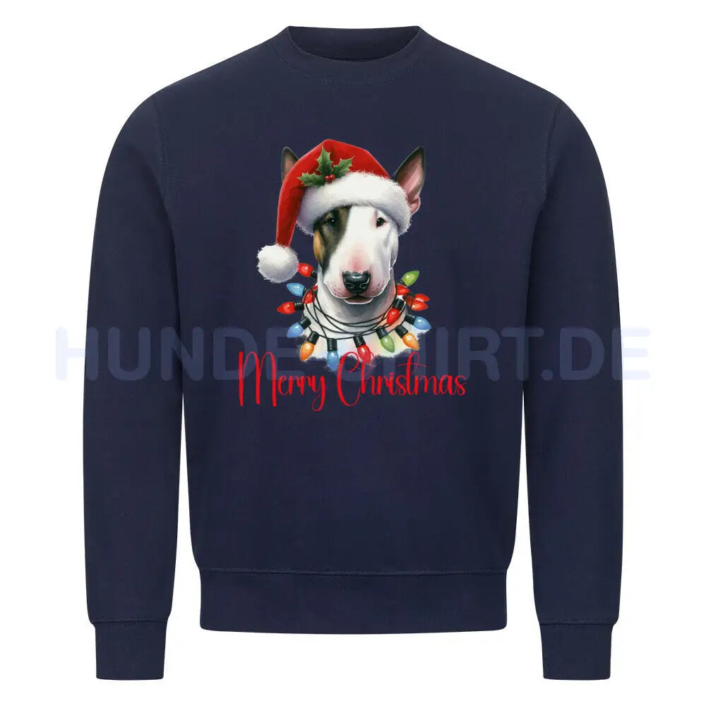 Premium Sweatshirt "Bullterrier ( hell ) - Merry Christmas" Navy Blue – hunde-shirt.de