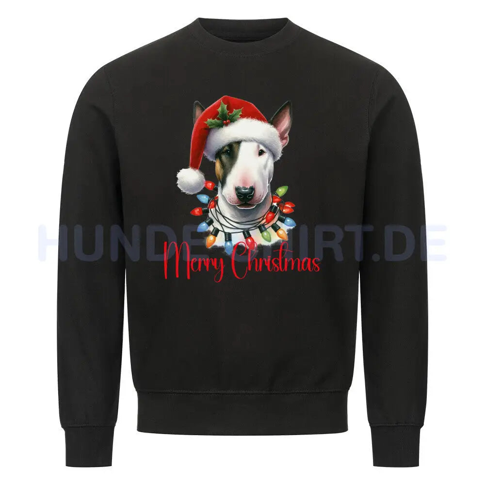 Premium Sweatshirt "Bullterrier ( hell ) - Merry Christmas" Schwarz – hunde-shirt.de