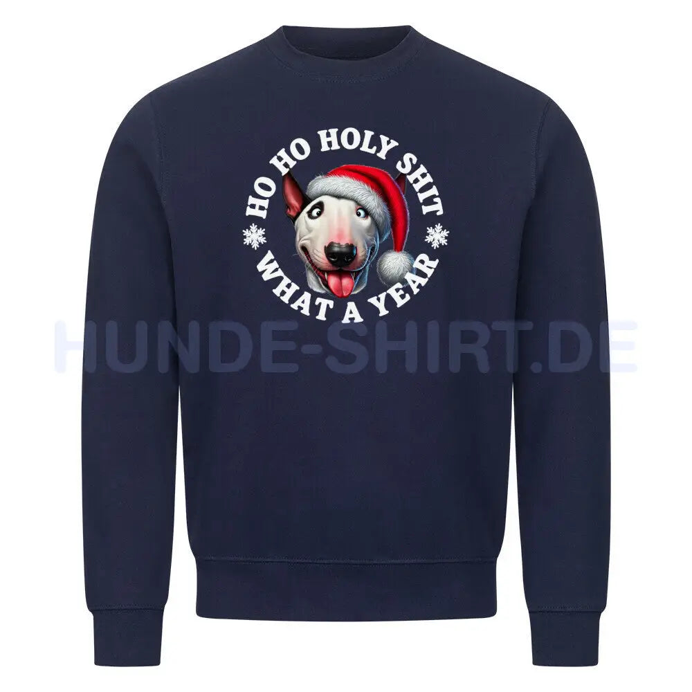 Premium Sweatshirt "Bullterrier - HO HO..." Navy Blue – hunde-shirt.de