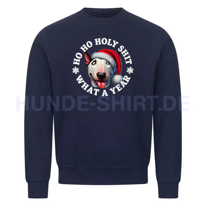 Premium Sweatshirt "Bullterrier - HO HO..." Navy Blue – hunde-shirt.de