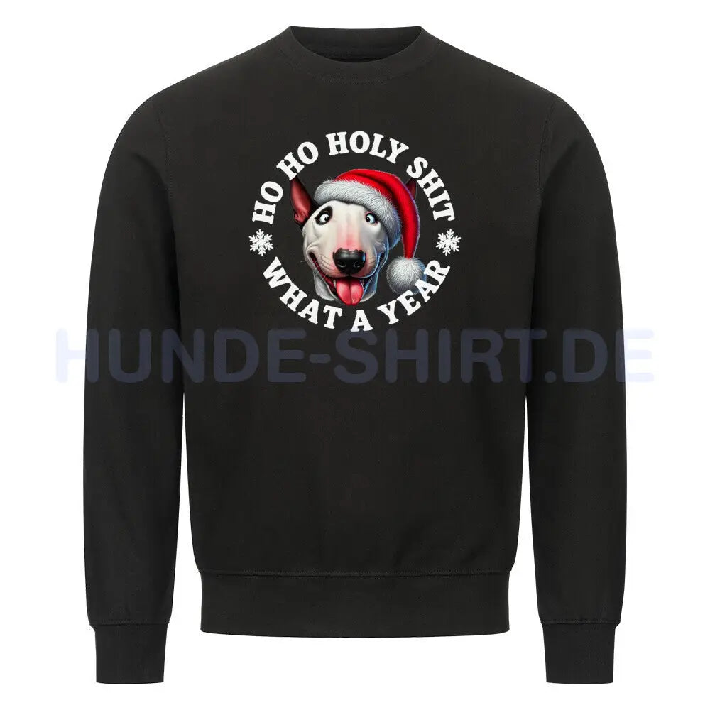 Premium Sweatshirt "Bullterrier - HO HO..." Schwarz – hunde-shirt.de