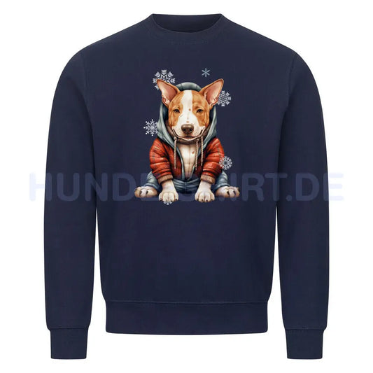 Premium Sweatshirt "Bullterrier Winterbub" Navy Blue – hunde-shirt.de