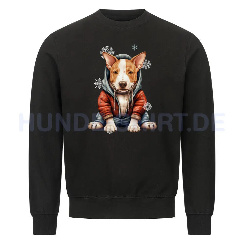 Premium Sweatshirt "Bullterrier Winterbub" Schwarz – hunde-shirt.de