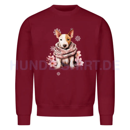 Premium Sweatshirt "Bullterrier Wintermädchen" Burgunder – hunde-shirt.de