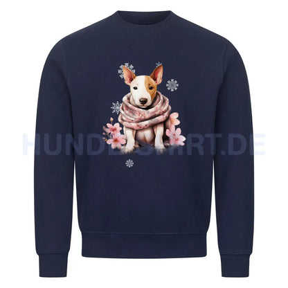 Premium Sweatshirt "Bullterrier Wintermädchen" Navy Blue – hunde-shirt.de