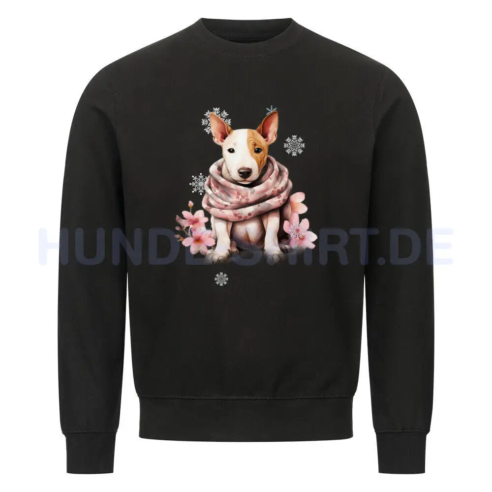 Premium Sweatshirt "Bullterrier Wintermädchen" Schwarz – hunde-shirt.de